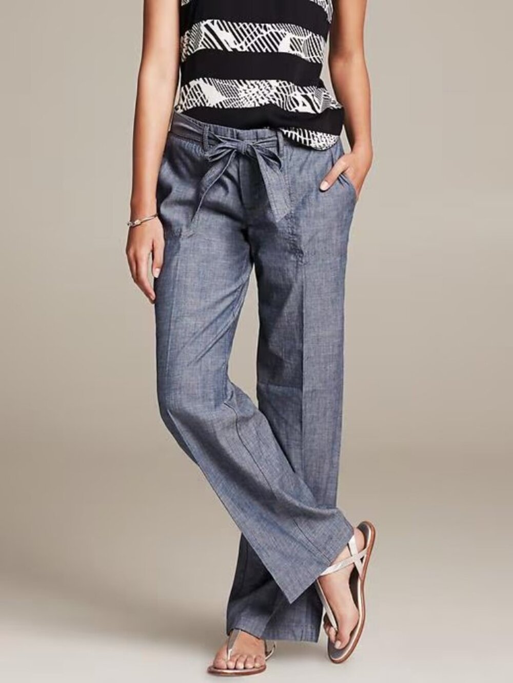 Banana Republic Petite Chambray Wide-Leg Pant 00P #A2761